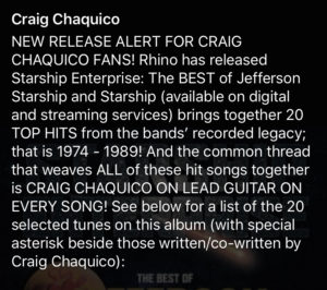 STARSHIP ENTERPRISE best of songs 1 - Craig Chaquico