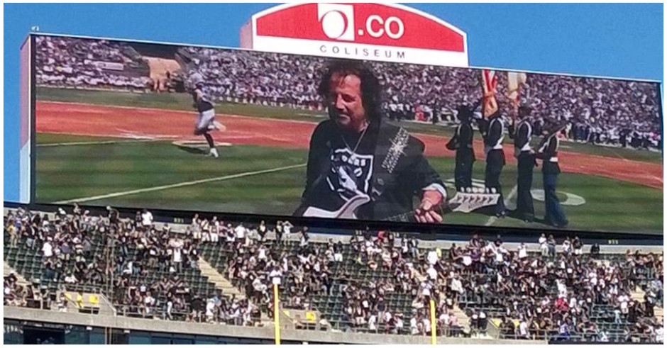 Craig on Jumbotron Oakland Raiders vs Ravens Anthem